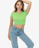 Los Angeles Apparel 43035 Cap Sleeve Baby Rib Crop in Light green