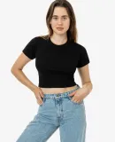 Los Angeles Apparel 4325 Baby Rib Short Sleeve Cro in Black
