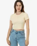 Los Angeles Apparel 4325 Baby Rib Short Sleeve Cro in Creme