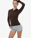 Los Angeles Apparel 43098 Baby Rib Long Sleeve Hoo in Brown