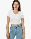 Los Angeles Apparel 4356 Baby Rib Short Sleeve V-N in White