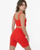 Los Angeles Apparel 8382 Cotton Spandex Bike Short in Red orange