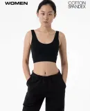 Los Angeles Apparel 8383 Ctn Spndx TankCrop Top in Black