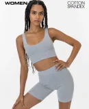Los Angeles Apparel 8383 Ctn Spndx TankCrop Top in Heather grey