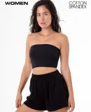 Los Angeles Apparel 8393 Cnt Spndx Tube Crop Top in Black