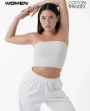 Los Angeles Apparel 8393 Cnt Spndx Tube Crop Top in Cement