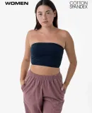 Los Angeles Apparel 8393 Cnt Spndx Tube Crop Top in Midnight navy