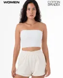 Los Angeles Apparel 8393 Cnt Spndx Tube Crop Top in White
