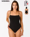 Los Angeles Apparel B100CF Spaghetti Bodysuit in Black