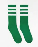 Los Angeles Apparel CALFSOCK Unisex 3-Stripe Calf  in Kelly/white