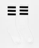 Los Angeles Apparel CALFSOCK Unisex 3-Stripe Calf  in White/black