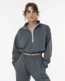 Los Angeles Apparel F396 Flex Fleece Crop Half Zip in Asphalt