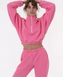 Los Angeles Apparel F396 Flex Fleece Crop Half Zip in Bubble gum