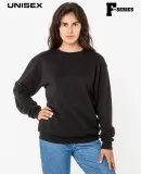 Los Angeles Apparel F96 50/50 Drop Shoulder Crew N in Black