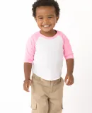 Los Angeles Apparel FF0053 Infant 3/4 Slv Ply Ctn  in White/neon heather pink