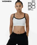 Los Angeles Apparel FF016 Poly Cottn Crop Spaghett in White/black