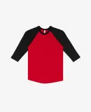 Los Angeles Apparel FF1053 Toddler 3/4 Slv Ply Ctn in Red/black