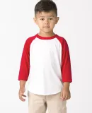 Los Angeles Apparel FF1053 Toddler 3/4 Slv Ply Ctn in White/red