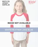 Los Angeles Apparel FF2053 Youth 3/4 Slv Ply Ctn R WHITE/HEATHER LAKE BLUE