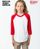 Los Angeles Apparel FF2053 Youth 3/4 Slv Ply Ctn Raglan Catalog