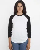 Los Angeles Apparel FF53 3/4 Slv Ctn Poly Raglan 3 in White/black