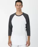 Los Angeles Apparel FF53 3/4 Slv Ctn Poly Raglan 3 in White/heather black