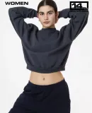 Los Angeles Apparel HF06GD HF Cropped Mock Neck Pu in Dolphin blue