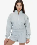 Los Angeles Apparel HF-326 HF Cropped Half Zip Pul in Ash