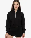 Los Angeles Apparel HF-326 HF Cropped Half Zip Pul in Black