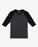 Los Angeles Apparel IMPFF453FL 3/4 Slv Ply Cttn Ra in Heather black/black