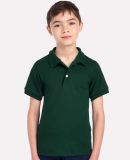 437Y Jerzees Youth 50/50 Jersey Polo with SpotShie in Forest green