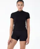 Los Angeles Apparel R4309 Mockneck Cap Sleeve Baby in Black