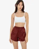 Los Angeles Apparel RNF314 Nylon Taffeta Track Sho in Mahogany