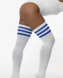 Los Angeles Apparel THIGHHIGH Thigh High Sock in White/royal