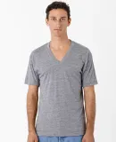 Los Angeles Apparel TR61 S/S Tri Blend V-Neck 3.7o in Athletic grey