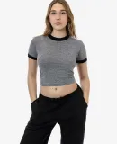 Los Angeles Apparel TRR310 Tri-Blend Rib Ringer Te in Athletic Grey/Black