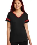 Sport Tek LST6041 Sport-Tek<sup></sup> Ladies Half in Blk/dpred