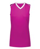 Augusta Sportswear 1687 Women's Rover Jersey in Power pink/ white