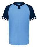 Augusta Sportswear 6906 Youth Cutter Henley Jersey in Columbia blue/ navy