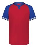 Augusta Sportswear 6906 Youth Cutter Henley Jersey in Scarlet/ royal