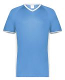 Augusta Sportswear 6908 Youth Cutter V-Neck Jersey in Columbia blue/ white