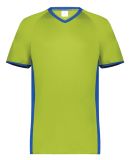 Augusta Sportswear 6908 Youth Cutter V-Neck Jersey in Lime/ royal