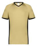 Augusta Sportswear 6908 Youth Cutter V-Neck Jersey in Vegas gold/ black