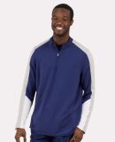 Boxercraft BM5203 Perfect Quarter Zip Pullover in Navy/ oxford heather/ white