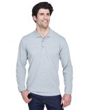 8532 UltraClub® Adult Long-Sleeve Classic Pique C in Heather grey