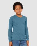 Bella + Canvas 3501YCVC Youth Heather CVC Long-Sle in Hthr deep teal