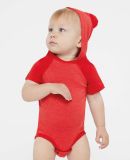 Rabbit Skins 4417 Infant Character Hooded Bodysuit in Vintage red/ red