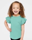 Rabbit Skins 3339 Toddler Flutter Sleeve T-Shirt in Saltwater