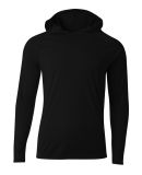 A4 Apparel NB3409 Youth Long Sleeve Hooded T-Shirt in Black