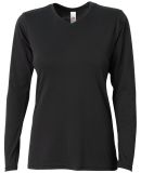 A4 Apparel NW3029 Ladies' Long-Sleeve Softek V-Nec in Black